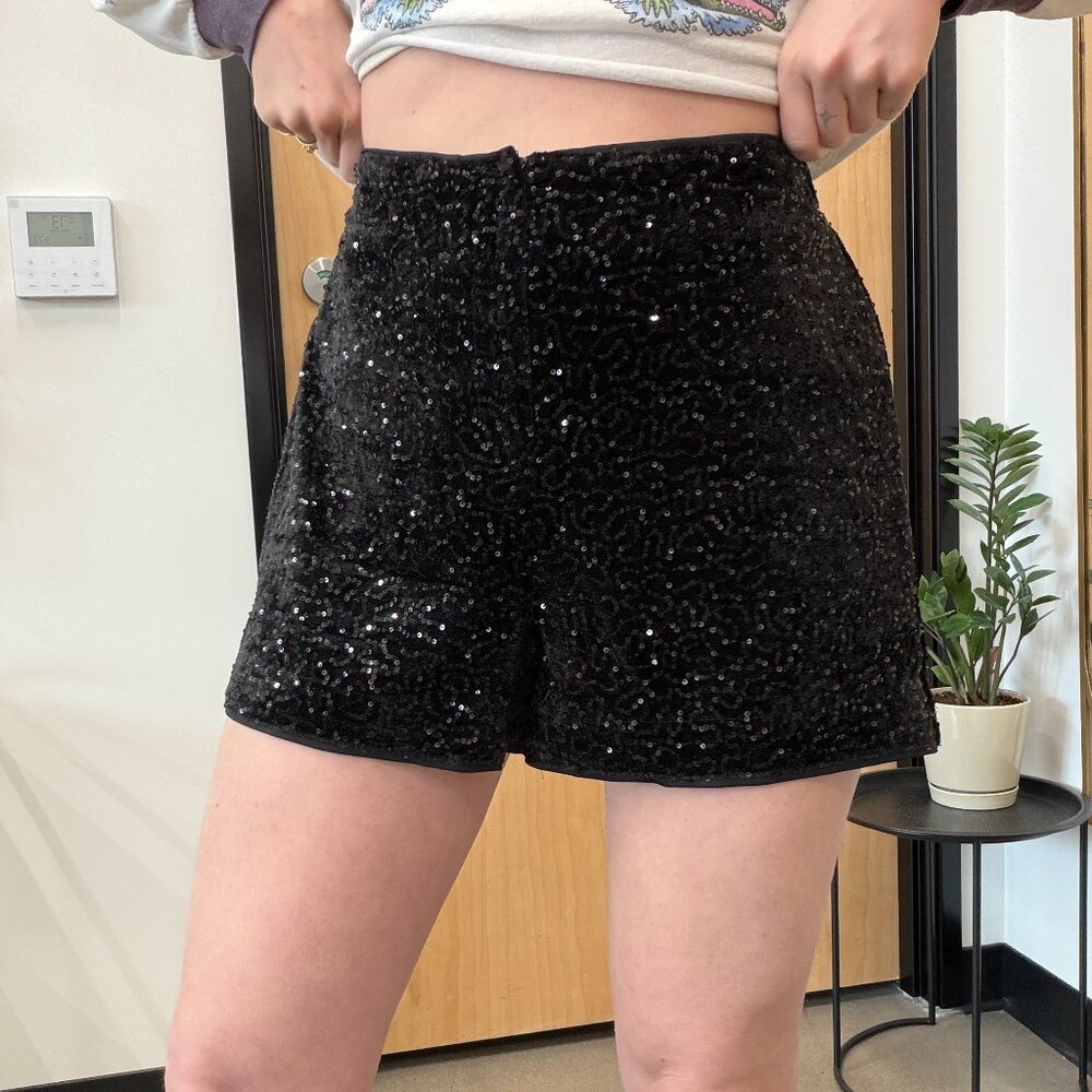 Black Sequins Shorts - Size Medium